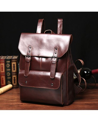 Men And Women Retro Leather Large Capacity Backpack Travel Bag