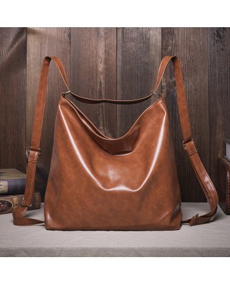 Women Oil Wax Leather Large Capacity Backpack Shoulder Bag Crossbody Bag Purse Diaper Bag Hobo Bag Hobo Bag