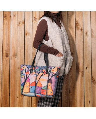 Women Colorful DIY Lamb Hair Bag Tote Bag Shoulder Bag