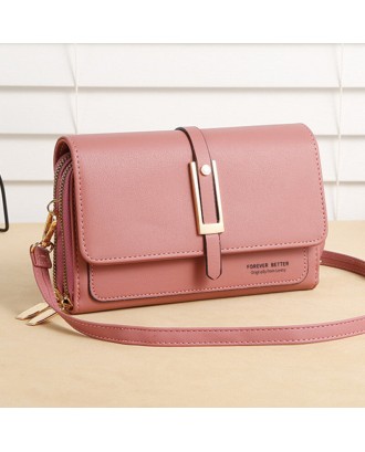 Women Faux Leather Double Layer Multifunction Phone Bag Crossbody Bag