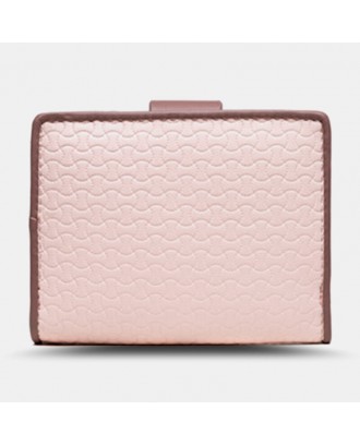 Women Wave Texture PU Leather Zipper Hasp Bifold Wallet Multi-card Slots Card Holder Short Coin Purse