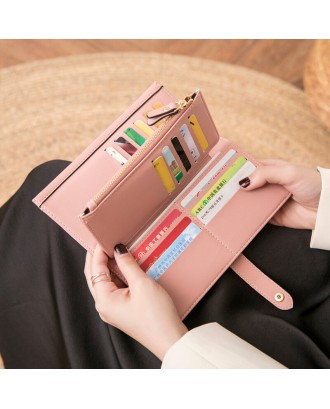 Women 21 Card Slots Solid Long Wallet Purse Phone Bag