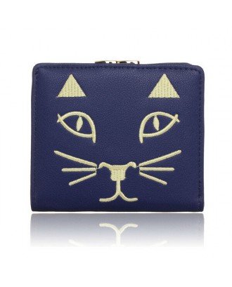 Women Cute Cat Short Wallet Ladies Lovely Animal Hasp Purse Card Holder Coin Bags