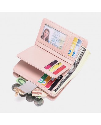 Women Genuine Leather RFID Anti Theft Multi-slots Bifold Wallet Purse Clutches Bag