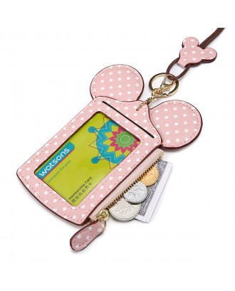 Women Cute Animal Shape Card Holder Wallet Lanyard Purse